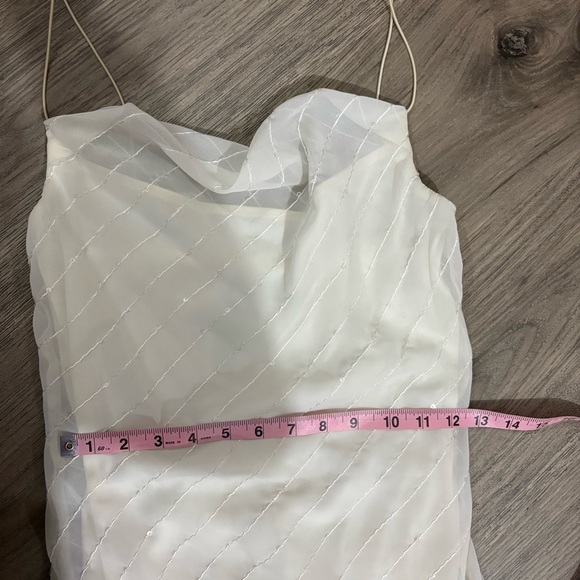 B Darlin Asymmetrical Mermaid Midi Dress Sz 1/2 White Sequin Bridal Fairy - Picture 12 of 14